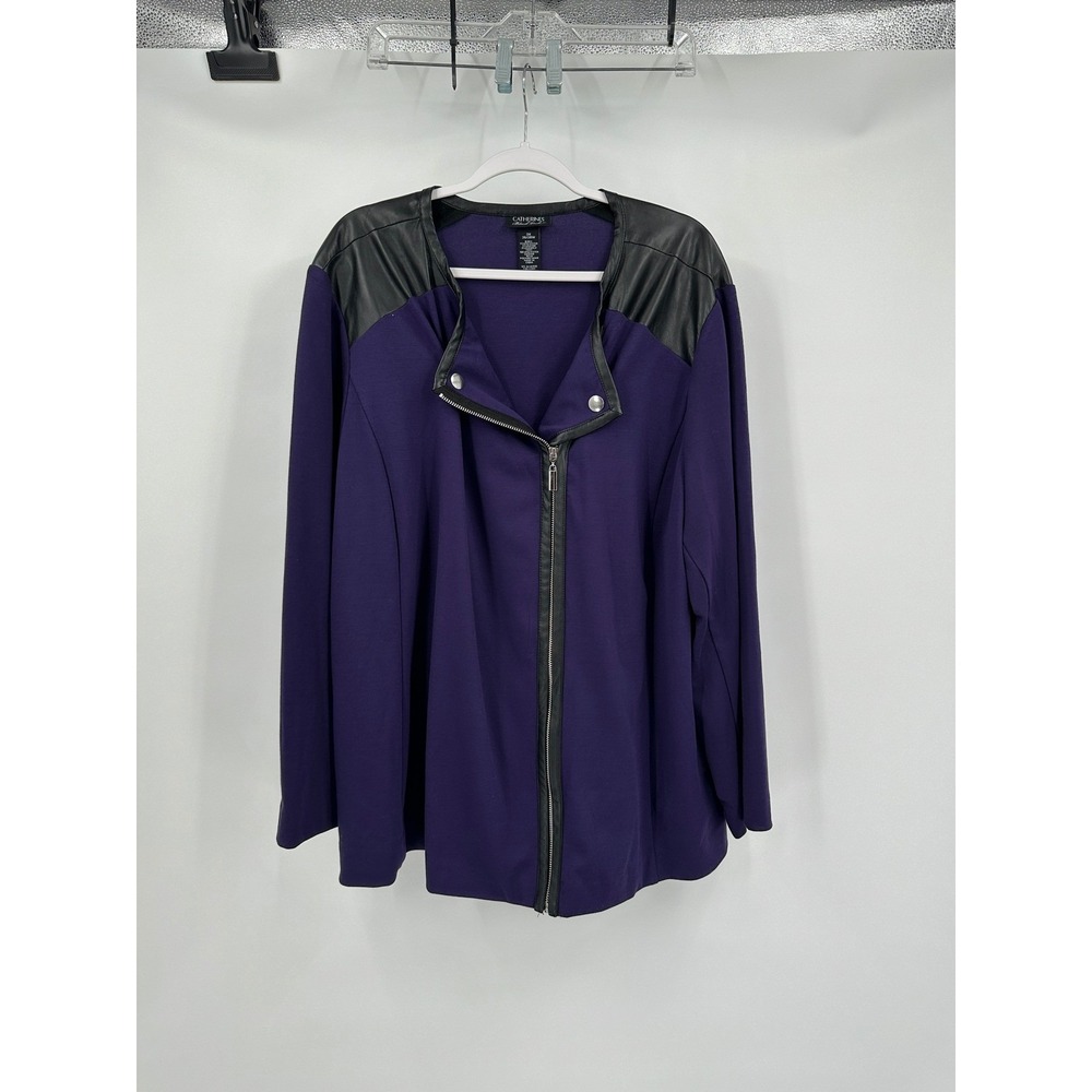 Catherines Womens Moto Jacket Size 3X Edgy Dark Academia Minimalist Purple
